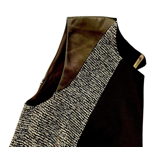 NWT Rebecca Taylor Tweed & Twill Dress with Leather Accents sz 2 - Picture 4 of 6